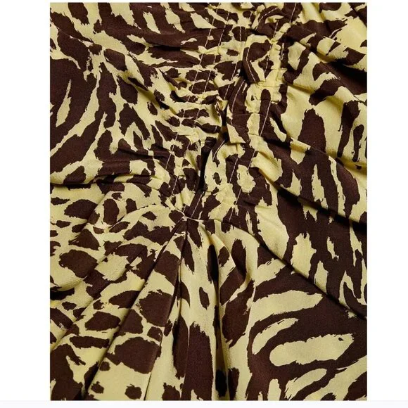 A.L.C. Marcie SILK Mini Dress NWT Golden Haze Chocolate Brown Leopard Brand New - Picture 5 of 14